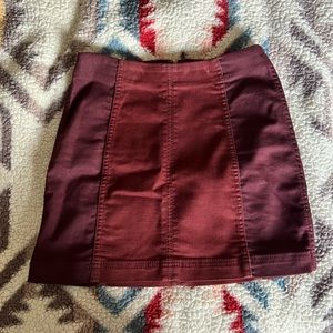 Free People Maroon Fitted Mini Skirt